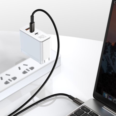 Kabel przewód USB-C - USB-C szybkie ładowanie 100W 2m - cały czarny BASEUS