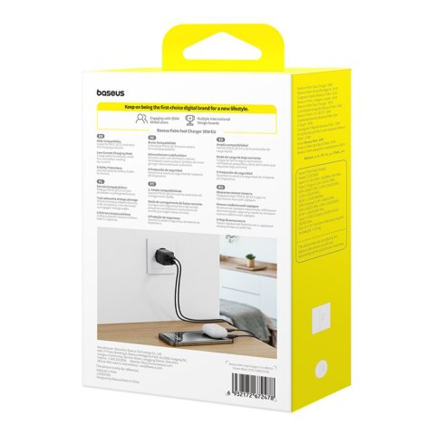 Ładowarka sieciowa Palm 30W USB-C USB-A - czarna BASEUS