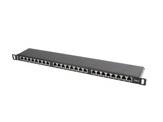 Patch Panel 24 Port 0.5U Kat.6 czarny ekranowany Lanberg