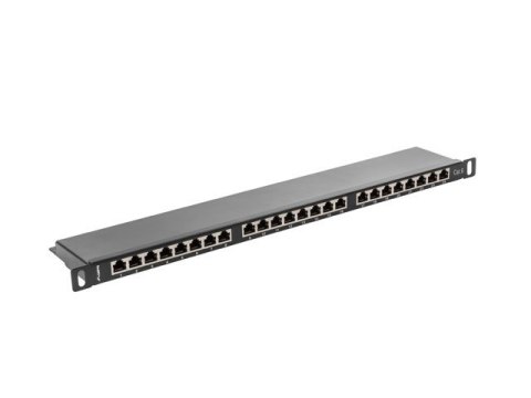 Patch Panel 24 Port 0.5U Kat.6 czarny ekranowany Lanberg
