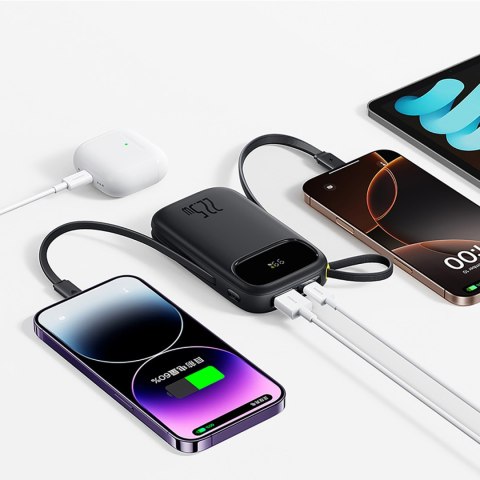 Powerbank 20000mAh 22.5W z wyświetlaczem kablami USB-C iPhone Lightning - czarny BASEUS