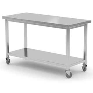 Stół blat roboczy jezdny gastronomiczny z półką skręcany nierdzewny 120x60x85 cm - Hendi 815793 Hendi