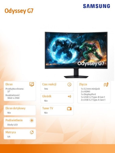 Monitor Odyssey G7 37 cali LS37FG750EUXEN Samsung