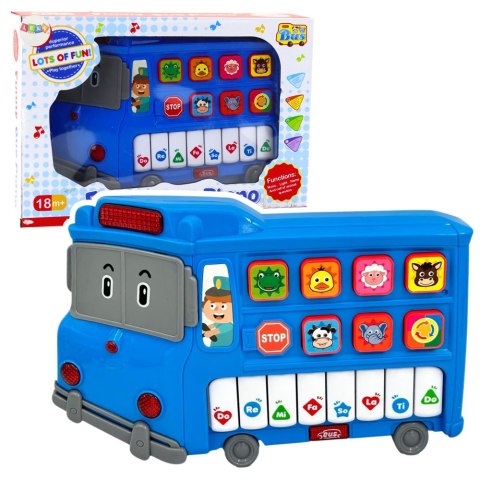Pianinko Elektryczne Edukacyjne Dla Malucha Autobus Niebieski LEAN Toys