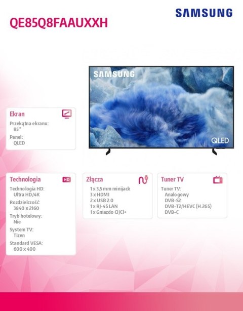 Telewizor QLED 85 cali QE85Q8FAAUXXH Samsung