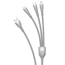 3w1 kabel przewód USB - Lightning microUSB USB-C 65W 1,2m szary DUDAO
