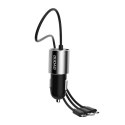 3w1 ładowarka samochodowa USB + wbudowany kabel Lightning USB-C micro USB czarny DUDAO