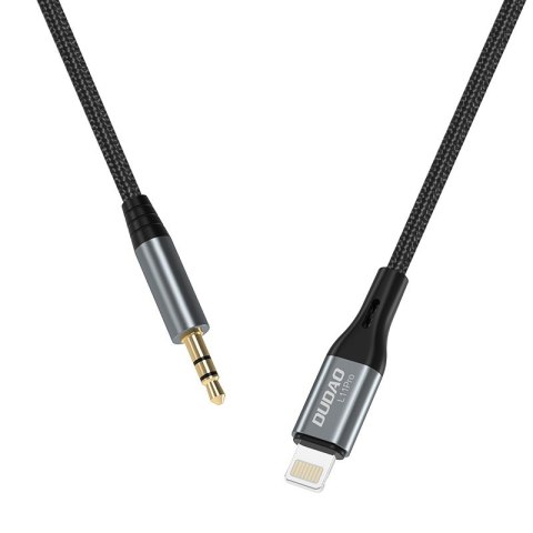 Kabel audio AUX w oplocie bawełnianym iPhone Lightning - mini jack 3.5mm 1m szary DUDAO