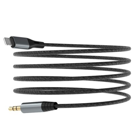 Kabel audio AUX w oplocie bawełnianym iPhone Lightning - mini jack 3.5mm 1m szary DUDAO