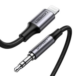 Kabel przewód audio AUX do iPhone MFI Lightning - 3.5 mmmini jack 1m szary UGREEN