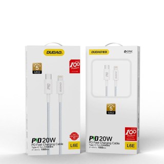 Kabel przewód do iPhone do szybkiego ładowania USB-C - Lightning PD 20W 1m biały DUDAO