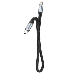 Kabel przewód płaski krótki do iPhone USB-C - Lightning L10P PD 20W 23cm czarny DUDAO