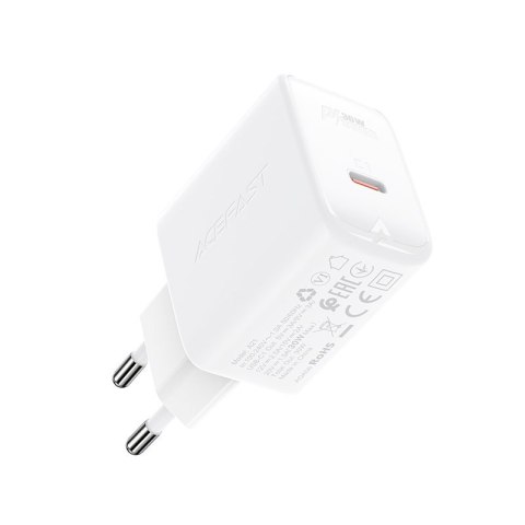 Ładowarka sieciowa GaN USB-C 30W PD QC 3.0 AFC FCP biały ACEFAST