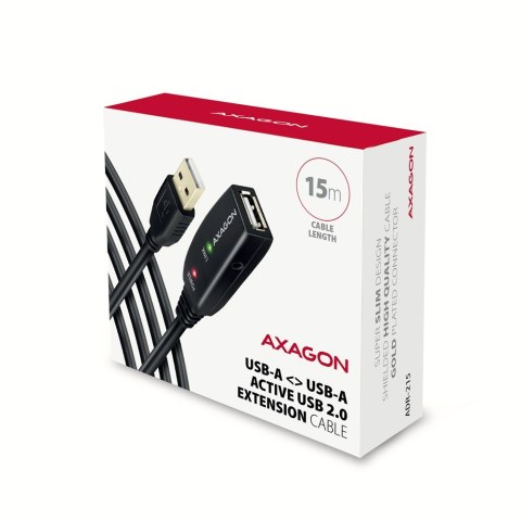 ADR-215 USB 2.0 A-M -> A-F aktywny kabel przedłużacz/wzmacniacz 15m AXAGON