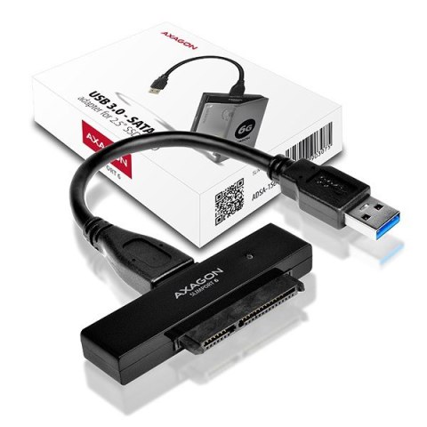 ADSA-1S6 Adapter USB 3.0 - SATA 6G do szybkiego przyłączenia 2.5" SSD/HDD, z pudełkiem AXAGON