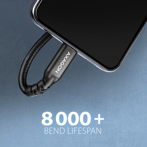 BUCM32-CF10AB Kabel przedłużacz Gen2 USB-C - USB-C, 1m, 5A, 20Gbps, PD 240W, oplot, czarny AXAGON