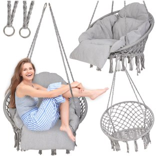 Huśtawka ogrodowa LUARO bocianie gniazdo z poduszką XXL szare 80cm 150kg Kik Sp. z o. o. Sp. k.