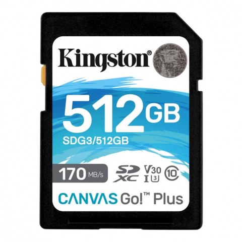 Karta pamięci SD 512GB Canvas Go Plus 170/90MB/s CL10 U3 V30 Kingston