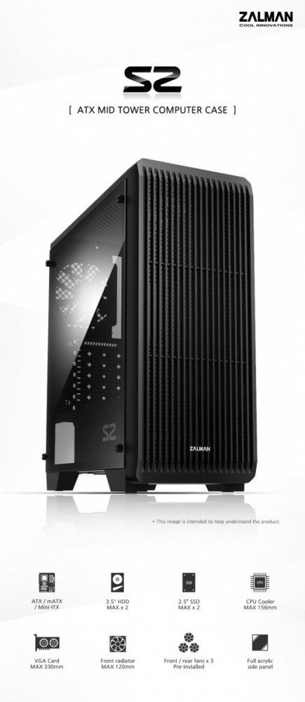 Obudowa S2 ATX Mid Tower PC Case 120mm fan Zalman
