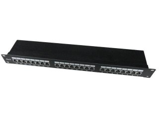 Patch Panel 24 Porty 1U 19'' Kat.6 ekran z funkcją organizacji kabli czarny Gembird