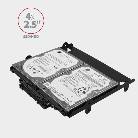 RHD-435 Ramka metalowa do montażu 4x 2.5" HDD (2x 2.5" HDD/SSD & 1x 3.5" HDD) w pozycji 5.25" Czarna AXAGON