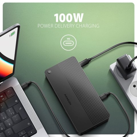 HMC-U4 Wieloportowy hub USB 12in1, USB 4.0 40Gbps, 3x USB-A, 2x USB-C, GLAN, HDMI 8K, DP 8K, PD 100W, HQ audio 24bit, UHS II SD/ AXAGON