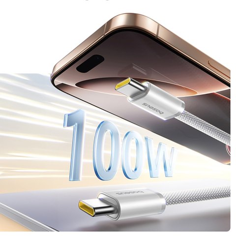 Kabel magnetyczny z oplotem USB-C 100W 1m - biały BASEUS