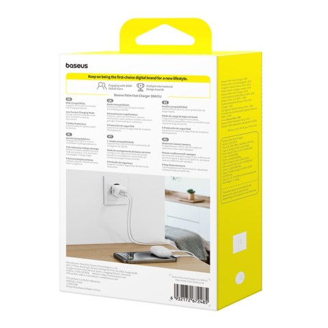 Ładowarka sieciowa Palm 30W USB-C USB-A - biała BASEUS