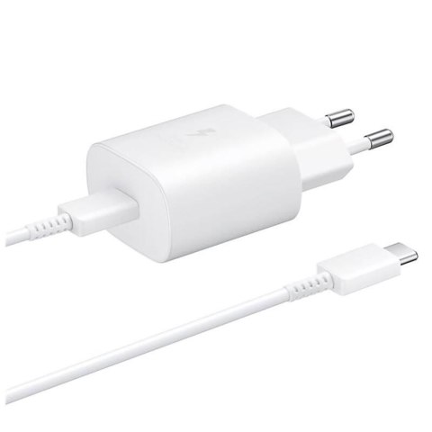 Ładowarka sieciowa Samsung USB-C 25W z kablem USB-C - biała SAMSUNG