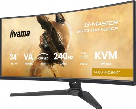 Monitor G-Master 34 cale GCB3486WQSCP-B1,VA,UWQHD,240HZ,0.4ms,1500R,HDR400,500cd,21:9,HDMI (2.1), USB-C dock 95W, RJ45, 2x5W, KV IIYAMA