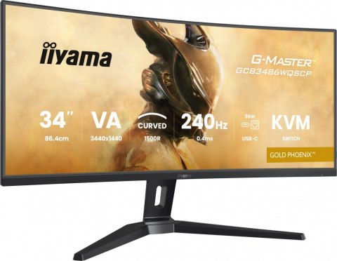 Monitor G-Master 34 cale GCB3486WQSCP-B1,VA,UWQHD,240HZ,0.4ms,1500R,HDR400,500cd,21:9,HDMI (2.1), USB-C dock 95W, RJ45, 2x5W, KV IIYAMA