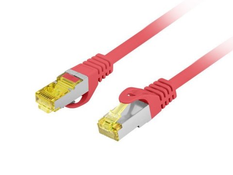 Patchcord kat.6a S/FTP LSZH CU 0.5m czerwony fluke Lanberg