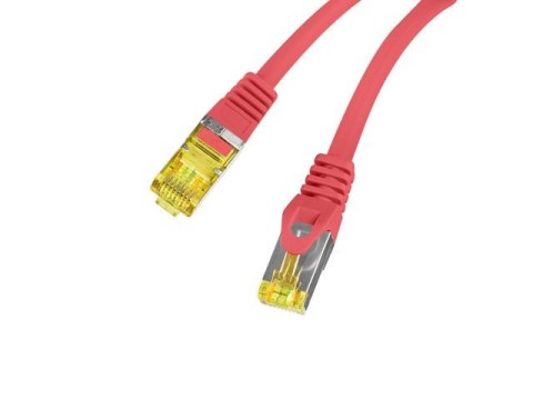 Patchcord kat.6a S/FTP LSZH CU 0.5m czerwony fluke Lanberg