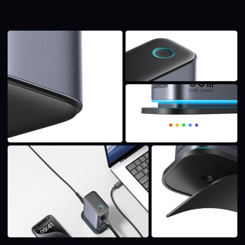 Stacja ładowania ładowarka wieloportowa GaN 65W EU 4x USB-C i 2x USB-A - ciemnoszara JOYROOM