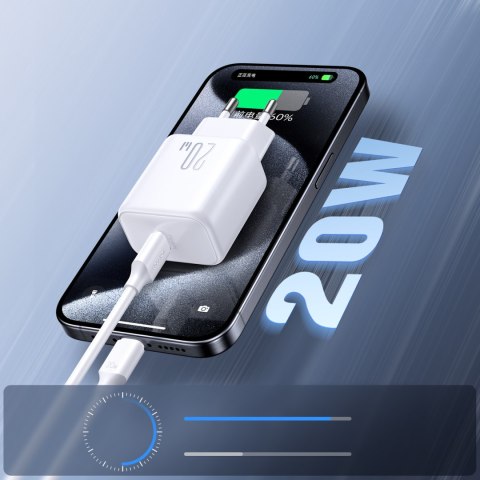 Ładowarka sieciowa USB-C PD QC 20W + kabel do iPhone Lightning 1m - biała JOYROOM