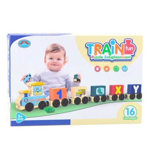 Pociąg Edukacyjny Klocki Do Złożenia Litery Cyfry Kolorowy 16 el. LEAN Toys