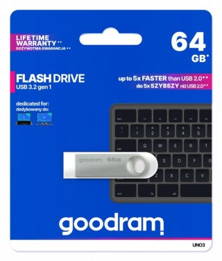 Pendrive UNO3 64GB USB 3.2 Gen1 srebrny GOODRAM