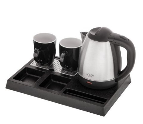 Czajnik hotelowy 1.2l inox&tacka powitalna AD1354 Adler