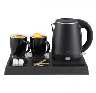 Czajnik hotelowy AD 1387 z tacką z 2 kubkami 1l, inox Adler