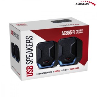 Głośniki komputerowe 6W USB AC865B Czarno-niebieskie Audiocore