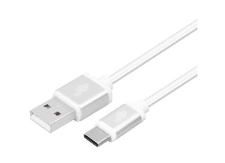 Kabel USB-USB C 2m srebrny sznurek TB