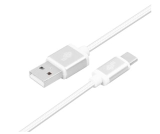 Kabel USB-USB C 2m srebrny sznurek TB
