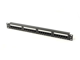 Patch panel 19" 24 porty, kat.5e, U/UTP, 1U, czarny (kompletny) Digitus
