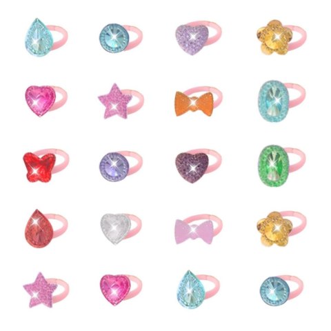 Zestaw Piękności Pierścionki Dla Dzieci Błyszczące Kolorowe 50 szt. LEAN Toys