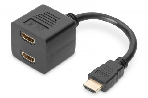 Kabel rozdzielacz/splitter HDMI HighSpeed 1080p 24Hz FHD Typ HDMI A/2xHDMI A M/Ż 0,2m Czarny Digitus