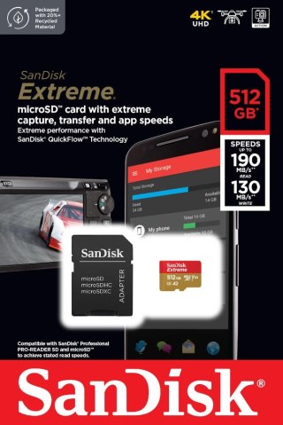 Karta pamięci Extreme microSDXC 512GB 190/130 MB/s A2 V30 U3 SanDisk