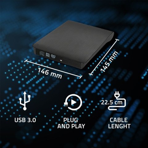 Nagrywarka DVD-RW zewnętrzna | USB 3.0 | Czarna Qoltec