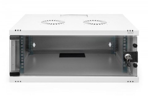 Szafa sieciowa wisząca 19" 4U, SOHO 241 x 540 x 400 mm, nośność 60kg, drzwi szyba, niezłożona, Szara Digitus