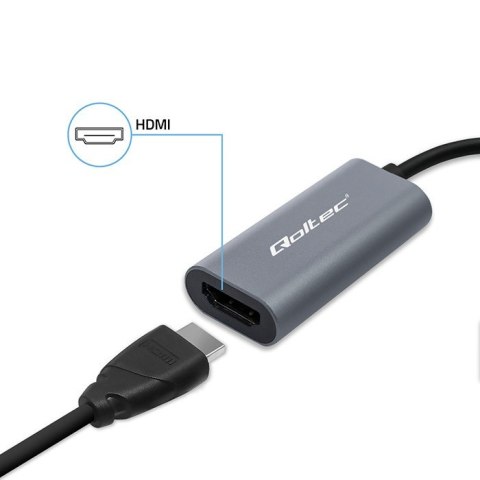 Adapter aluminiowa przejściówka USB-C na HDMI 4K | 60Hz | 32AWG Qoltec