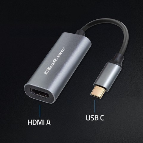 Adapter aluminiowa przejściówka USB-C na HDMI 4K | 60Hz | 32AWG Qoltec